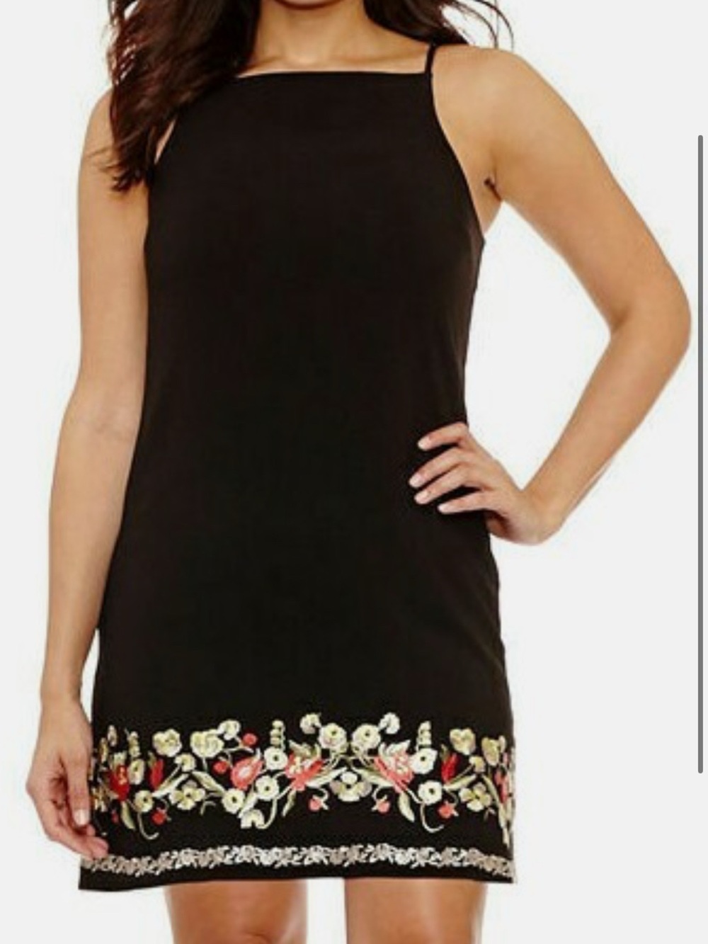 Gorgeous Vintage Mini Dress by Bisou - Floral Embroidered Hem